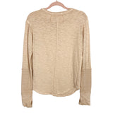 We the Free Free People Heathered Cream with Snap Button Detail and Thumb Holes Top- Size S