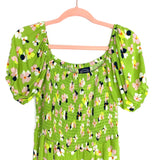 Scoop Green Floral Smocked Bodice Square Neck Jumpsuit- Size XS (sold out online)