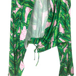 Groupie Pajamas Green/Pink tropical Pajama Tie Wrap Pajama Top- Size XL