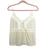 Abercrombie & Fitch White and Cream Eyelet Lace V-Neck Cami Top- Size M