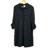 Lou & Grey Black Shirt Dress with Cuffed Sleeves- Size L