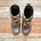 Marley Lilly Brown Monogrammed (WBR) Tongue Duck Boots- Size 7