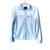 American Eagle Outfitters Chambray Snap Up Top- Size S