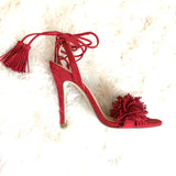 Ivanka Trump Red Hettie Fringe Heels- Size 6