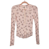 Free People Intimately Pink Floral Waffle Thermal Top- Size S