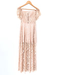 Bebe Blush Pink Lace Maxi Dress with Lining Off the Shoulder- Size 00P
