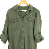 Carly Jean Los Angeles Olive Green Utility Shirt Dress- Size S