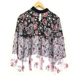 LOFT Tiered Ruffle Blouse with Purple Floral Pattern NWT- Size XS