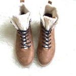 American Eagle Faux Fur and Brown Lace Up Boots- Size 10