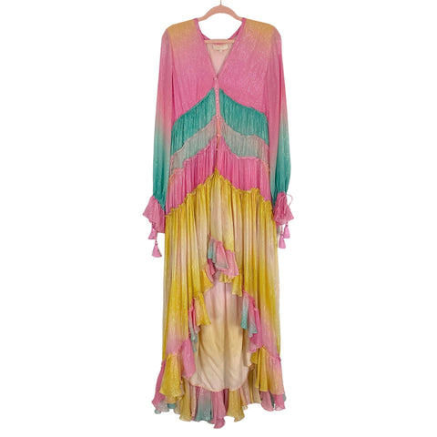 Rococo Sand Pink/Yellow/Blue Metallic Striped Dress- Size L (see notes, sold out online)