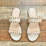 Shu Shop Beige Studded Slip On Sandals- Size 8.5 (BRAND NEW)