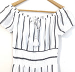 American Eagle Off the Shoulder White and Blue Striped Dress NWT- Size XS