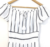 American Eagle Off the Shoulder White and Blue Striped Dress NWT- Size XS