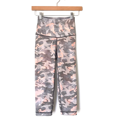 Wear It To Heart Pink/Grey Camo High Waisted Crop Leggings- Size ~XS (see notes)