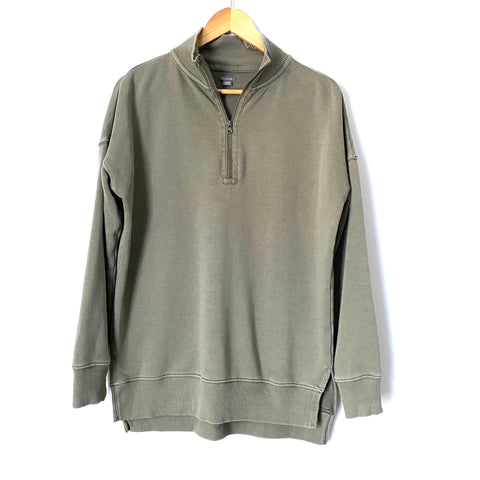 Aerie Olive Green 1/4 Zip Pullover with Side Slits- Size XS