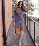 Everly Faux Knot Front Dress in Grey NWT- Size S