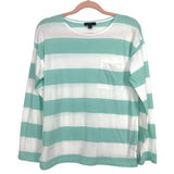 J Crew Green and White Front Pocket Long Sleeve Top- Size XS (see notes)