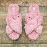 BP Mauve Sophie Criss Cross Faux Fur Plush Slipper- Size XL (11-12)