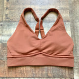 Fabletics Burnt Orange Adjustable Racerback Padded Sports Bra- Size S
