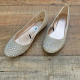 Nicole Selma Glitter and Rhinestone Ballet Flats- Size 8