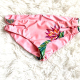 No Brand Pink Tropical Side Cut Out Bikini Bottoms- Size M (BOTTOMS ONLY)