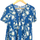 Show Me Your Mumu Blue Floral Lace Up Tunic Dress- Size S