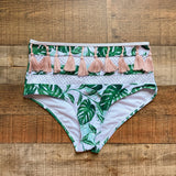 Stylish Swimwear Palm Print Tassel Trim Bikini Set NWT- Size M (sold as set)
