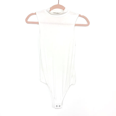 Express One Eleven White Mock Neck Thong Bodysuit- Size S