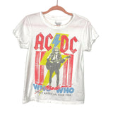 Recycled Karma White Distressed ACDC Graphic T-Shirt- Size XS