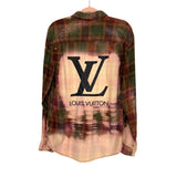 No Brand Tie-Dye LV Glitter Back Button Up Flannel- Size M