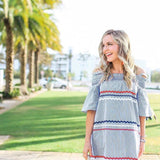 English Factory Red/White/Blue Ric Rac Dress- Size S