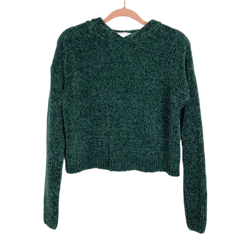 Favlux Green Chenille Hooded Cropped Sweater- Size S