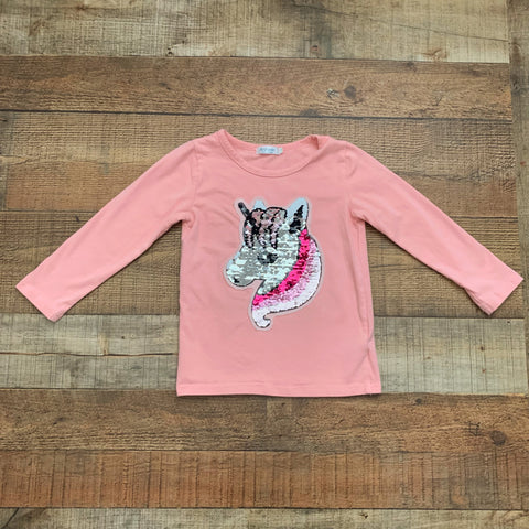 Arshiner Pink Sequin Unicorn Top- Size 4T