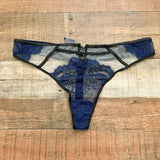 Figleaves Midnight Blue/Ivory Amelie Peep Thong NWT- Size 14