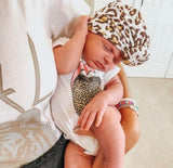 Angel Dear White/Brown/Tan Animal Print Knot Headwrap- Size 0-6M