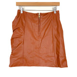 Pink Lily Camel Faux Leather with Back Zipper Ruched Skirt- Size M