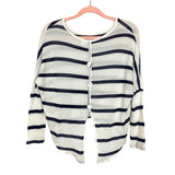 Vintage Havana White/Blue Stripe Faux Button Down Back Top- Size M (See Notes)