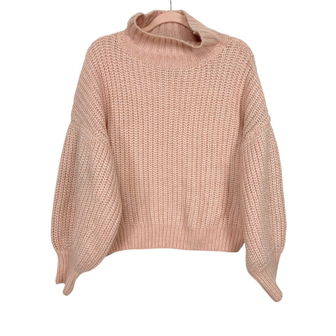 Express Pink Bubble Sleeve Turtle Neck Sweater- Size M