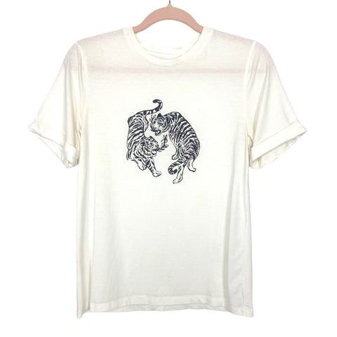 ABLE White Tiger Print Tee- Size XXS (see notes)