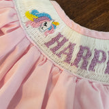 Poppy Kids Co. Pink Harper Unicorn Smocked Bubble Romper- Size 3M (see notes)