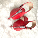 Steven by Steve Madden Red Leather Heel with Silver Buckle Detail- Size 6
