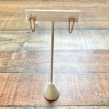 No Brand Stone Semi-Circle with Hanging Gold Chain Earrings