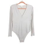 Leith Ivory Lycra V-Neck Bodysuit- Size L (see notes)