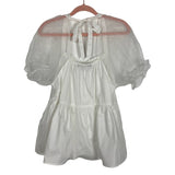 Pomander Place White Sheer Sleeve Tie Back Top- Size L