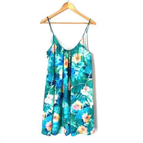 Adrienne Palm Leaf Print Dress with Pockets- Size M