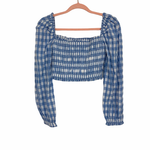 Storia Dropping Hints Blue Gingham Cropped Top NWT- Size S (Sold Out Online!)