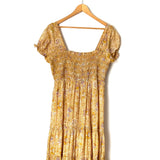 Free People Off the Shoulder Mustard Smocked Bodice Maxi Dress- Size L