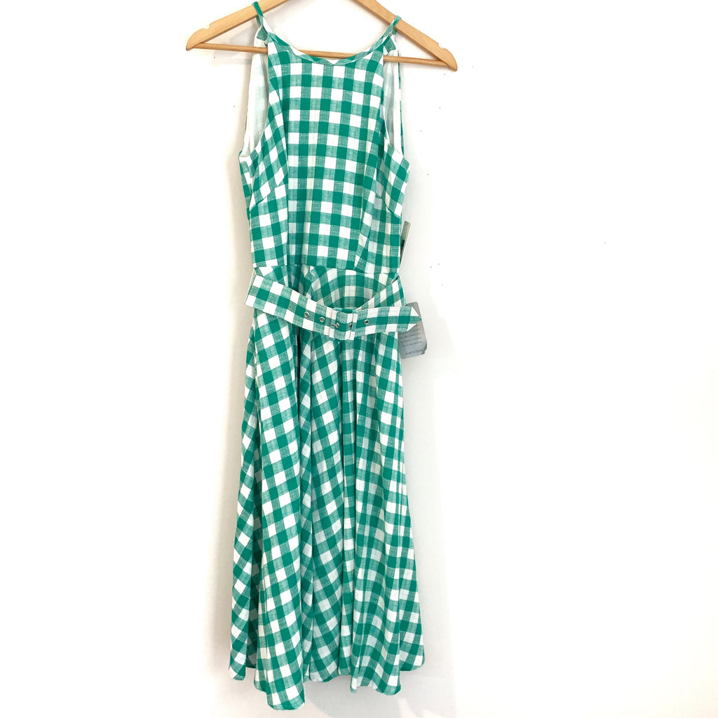 Eliza J Green Gingham Belted Dress NWT- Size 0 The Saved Collection Eliza J Green Gingham Belted Dress NWT- Size 0 The Saved Collection
