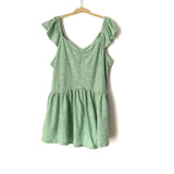 Art Class Green Peplum Top with Keyhole Back- Size Girl's XL (14/16)