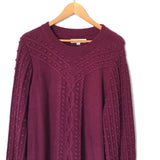 LOFT Wine Cable Knit Sweater Dress- Size XL